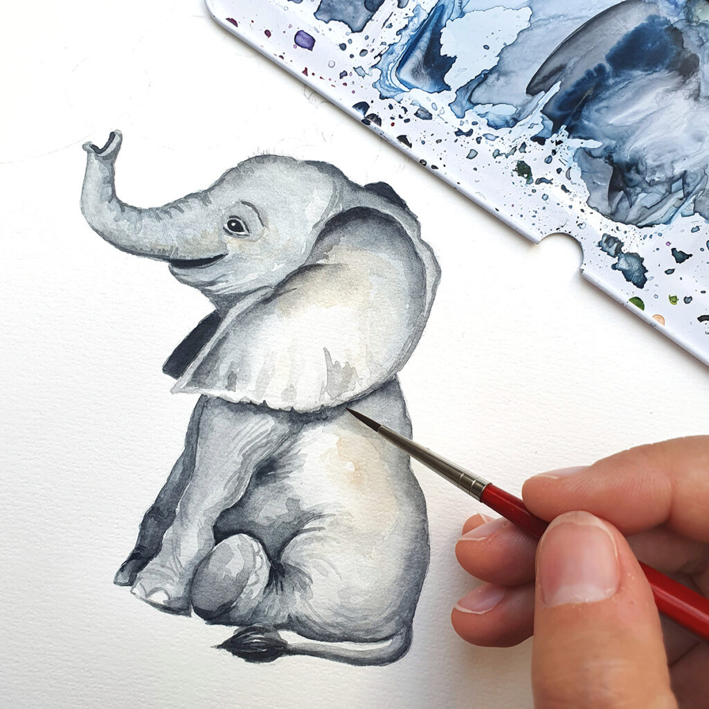 Aquarell.Aquarelltiere.Geburtskarte