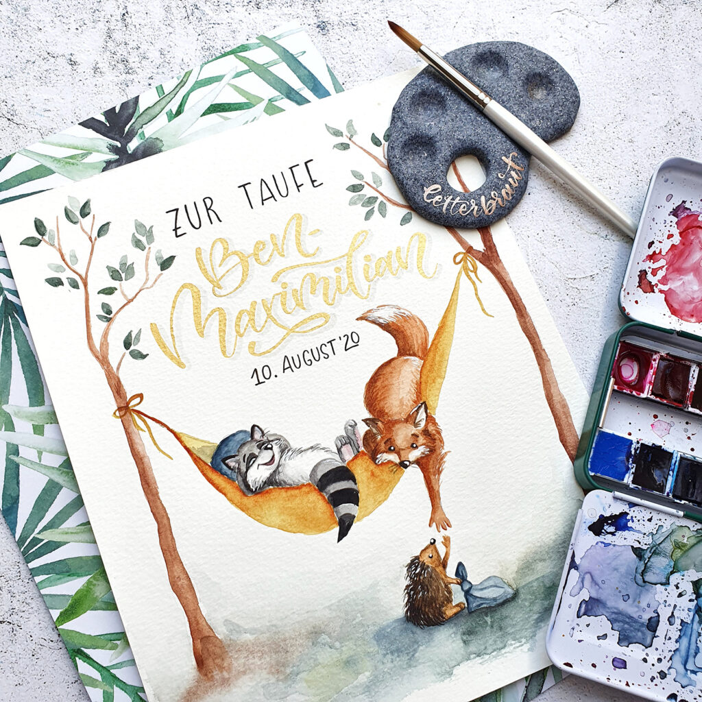 Handlettering.Aquarell.Geburt.Taufe