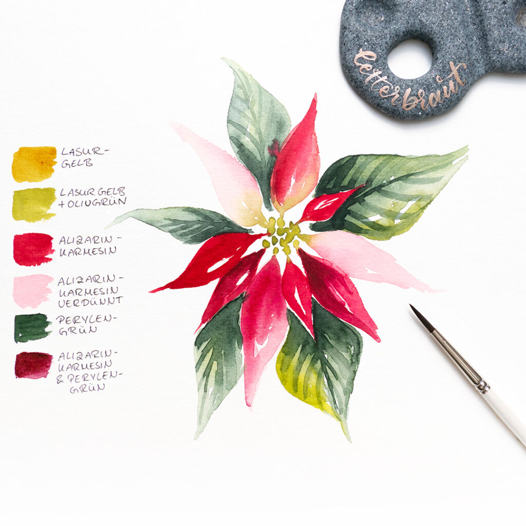 Aquarell Weihnachtsstern Tutorial