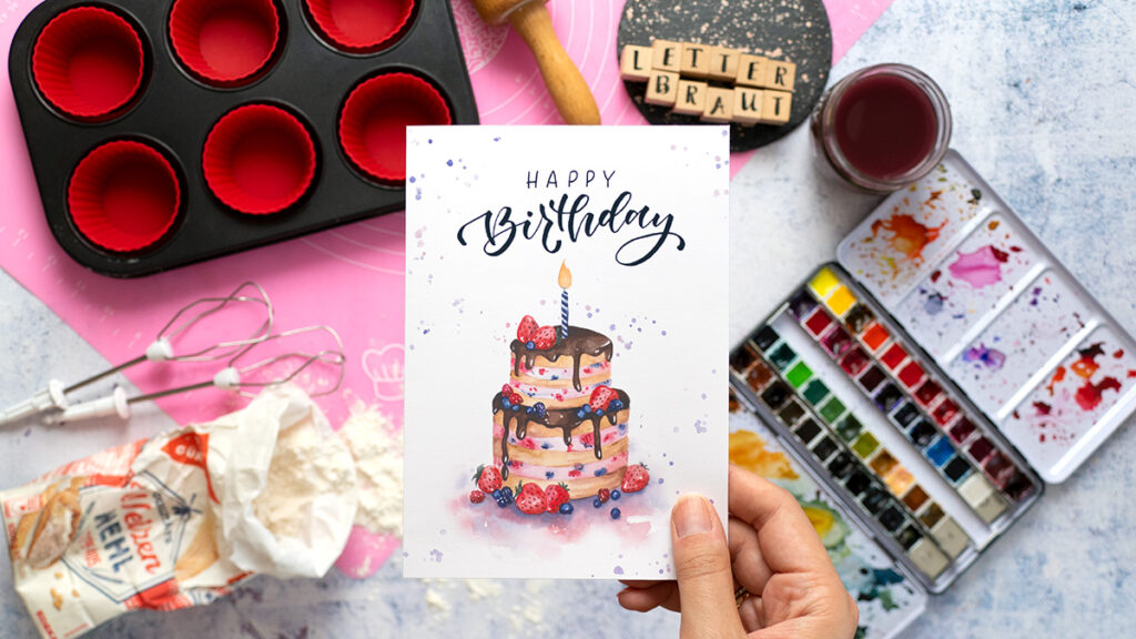 handlettering birthday card