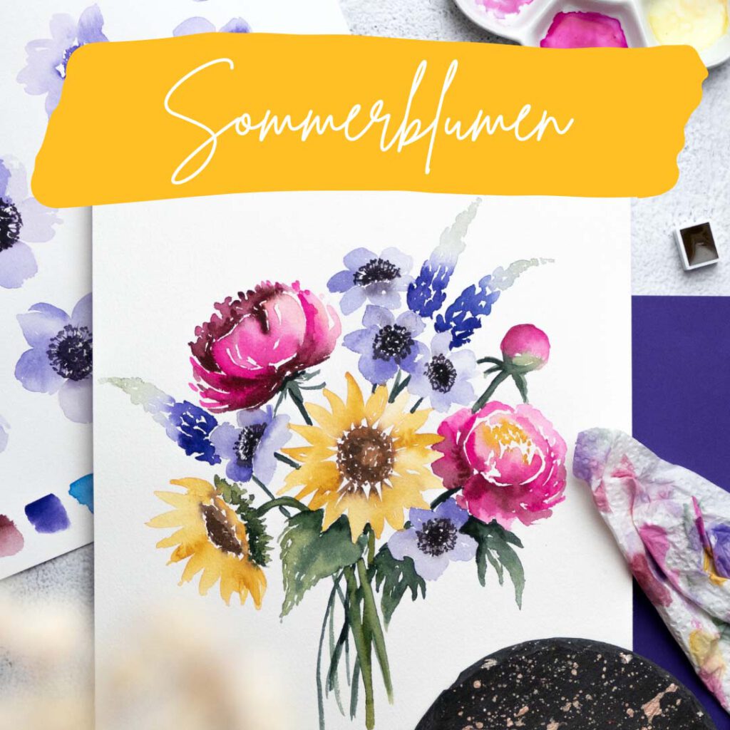 Aquarell Workshop Online Sommerblumen