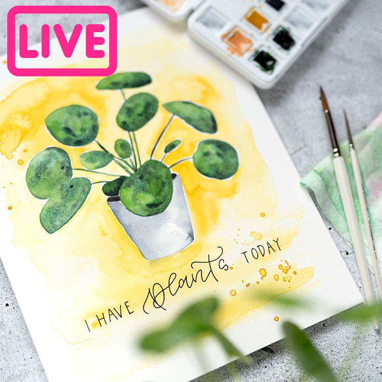 Watercolor Pilea Aquarell Workshop Live