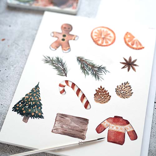 Weihnachtskarten Aquarell Handlettering Workshop