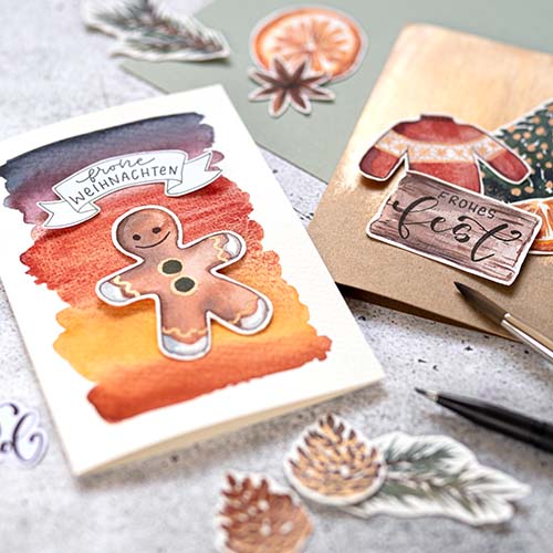 Workshop Weihnachtskarten Aquarell Handlettering