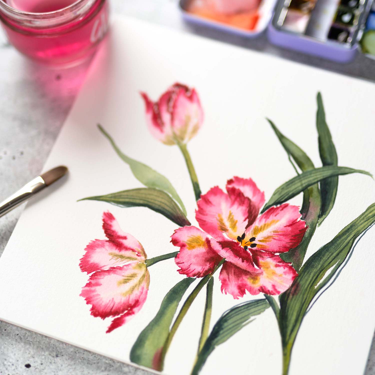 Aquarell_Workshop_Tulpen