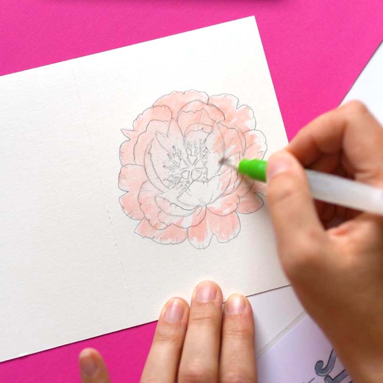 Freebie Pfingstrosen Karte Schritt 2