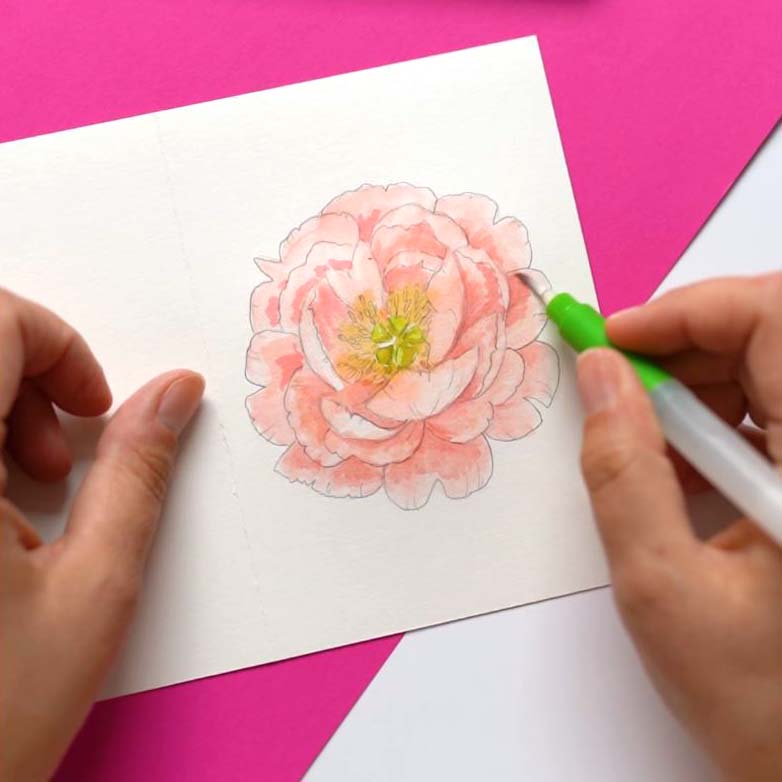 Freebie Pfingstrosen Karte Schritt 4