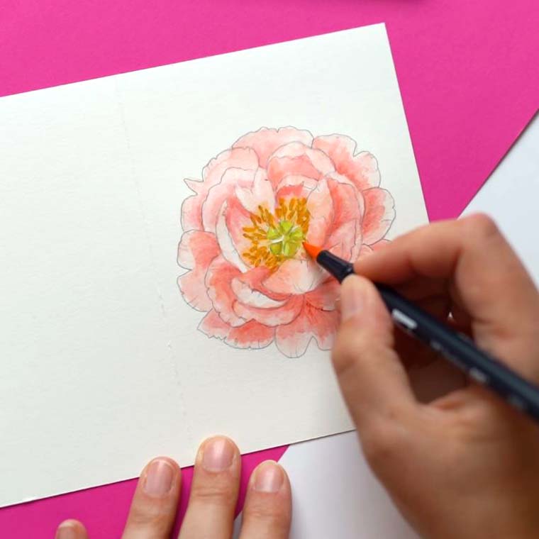 Freebie Pfingstrosen Karte Schritt 5