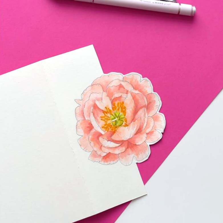 Freebie Pfingstrosen Karte Schritt 6