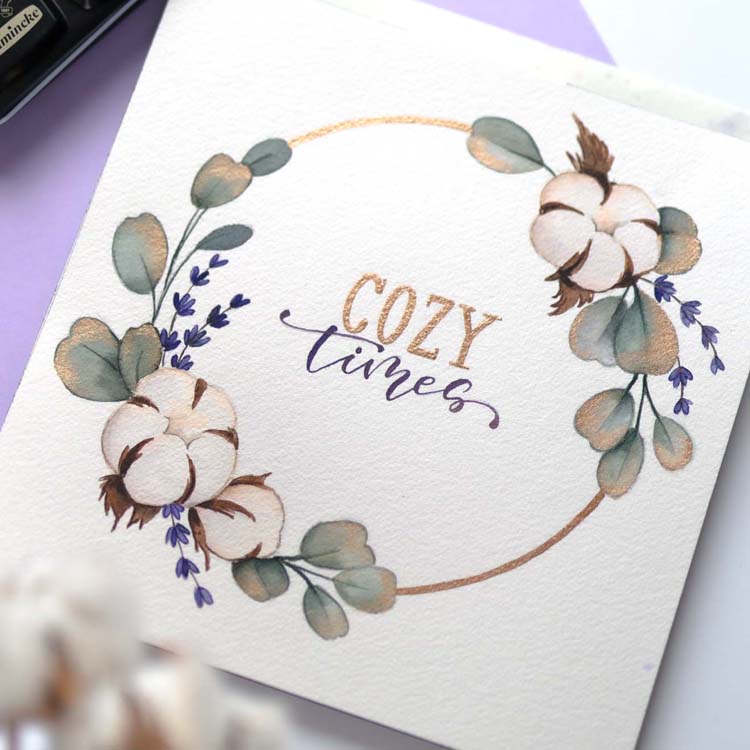 Watercolor Kränze Letterbraut Baumwollkranz Cozy Times Aquarell Workshop