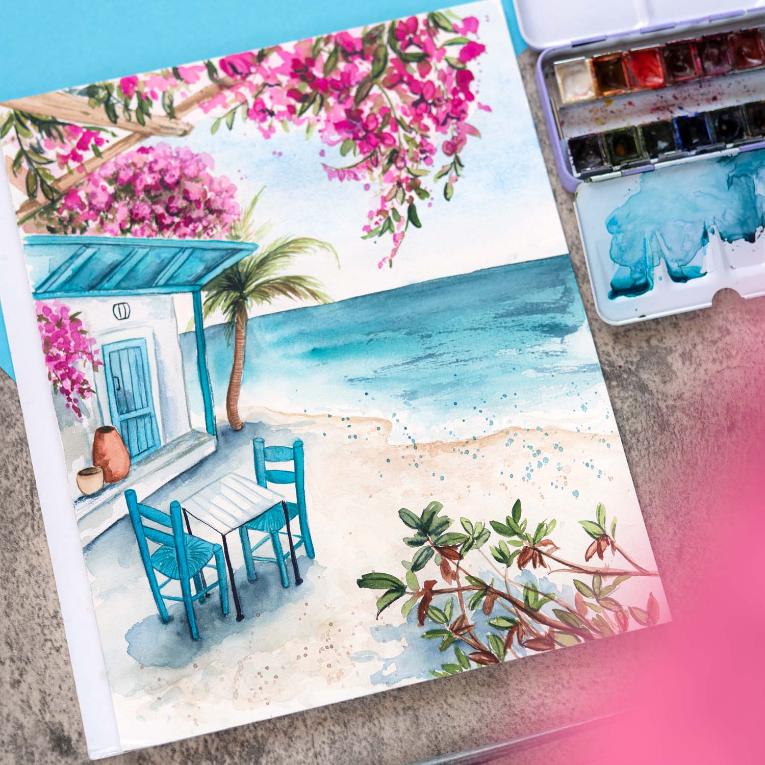 Watercolor_Workshop_Kreativabend_Sommer_Urlaub_Strand