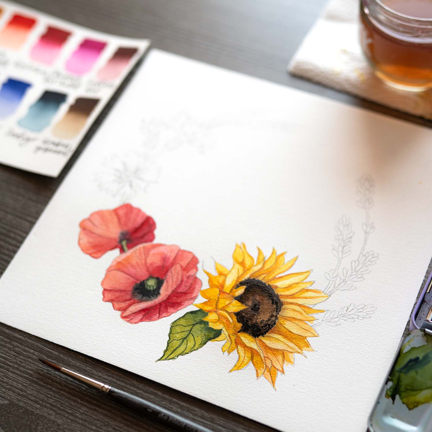 Kreativhäppchen Aquarell Watercolor Videokurs Herbstkranz Glücksmoment Kreative Auszeit