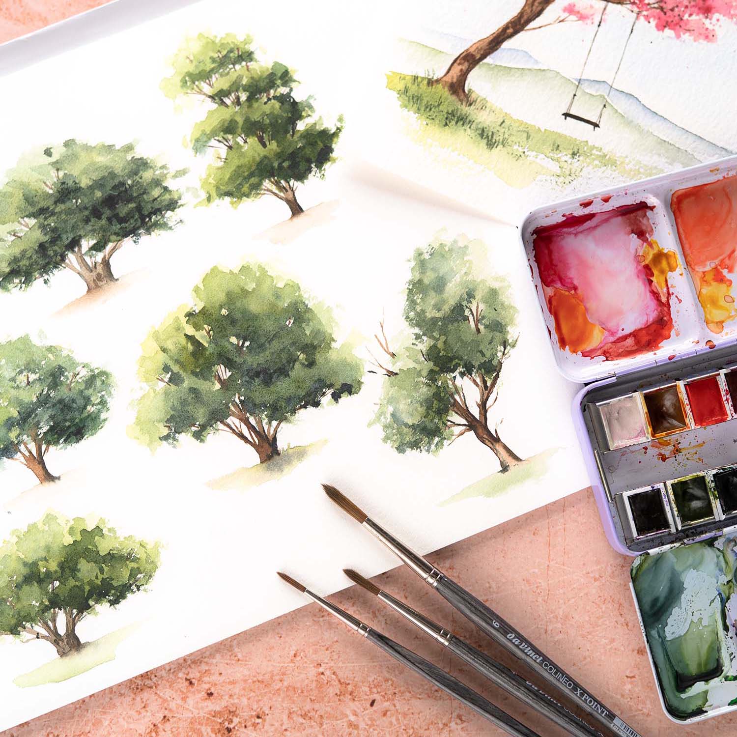 Aquarell Watercolor Kreativabend Workshop Bäume verstehen Letterbraut