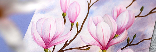 Letterbraut Watercolor Links Aquarell Magnolien Loose Magnolia