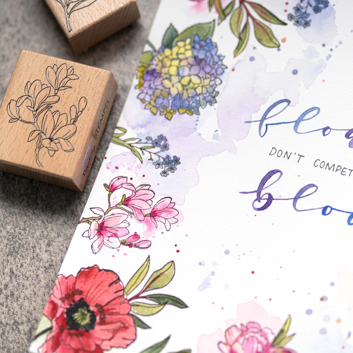 Stempelparty_Kreativabend_Inspiration_Letterbraut_Florale_Stempel_Blütenzauber