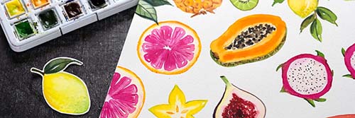 Aquarell Exotische Früchte Watercolor Videokurs Einsteiger Sommermotiv