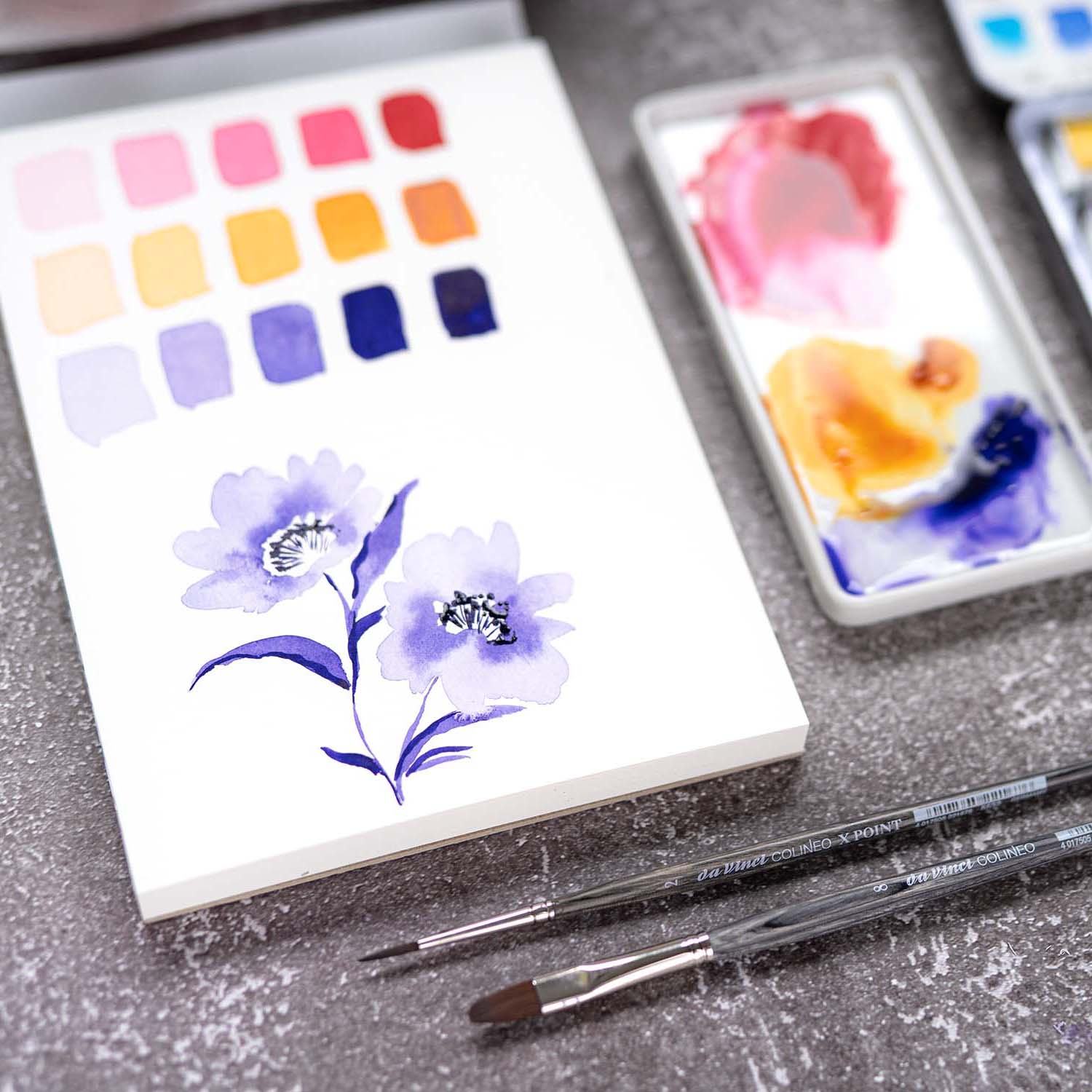 Florals Aquarell Blüten Malen Blütenformel Loose Watercolor Übung